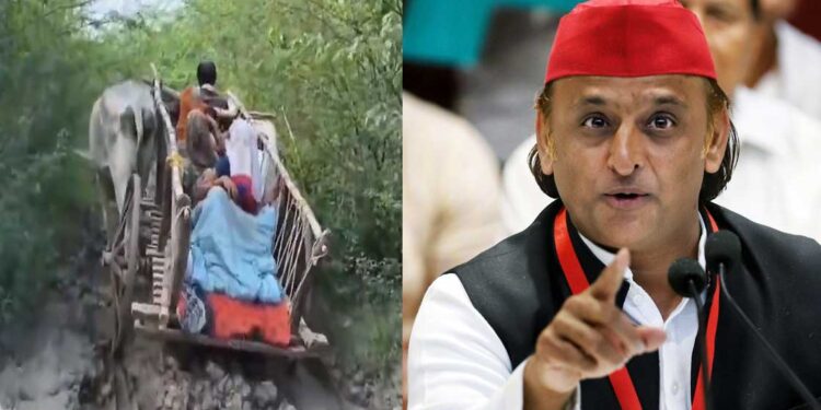 बैलगाड़ी से अस्पताल पहुंची गर्भवती महिला, अखिलेश यादव बोले,भाजपा ने एंबुलेंस को बना दिया बुलऐंस