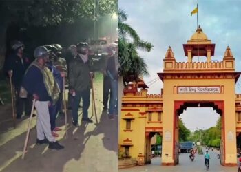 BHU का कैंपस बना रणक्षेत्र, दो हॉस्टलों के बीच जमकर पत्थरबाजी, ड्रोन से निगरानी और भारी फोर्स तैनात