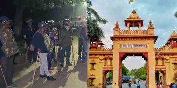 BHU का कैंपस बना रणक्षेत्र, दो हॉस्टलों के बीच जमकर पत्थरबाजी, ड्रोन से निगरानी और भारी फोर्स तैनात