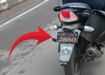 ड्यूटी पर सिपाही, नियम हुए गायब? लखनऊ में ट्रैफिक पुलिस की बाइक की नंबर प्लेट पर उठे सवाल