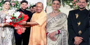कुलदीप यादव के रिसेप्शन में पहुंचे CM योगी, क्रिकेटर ने पैर छूकर लिया आशीर्वाद