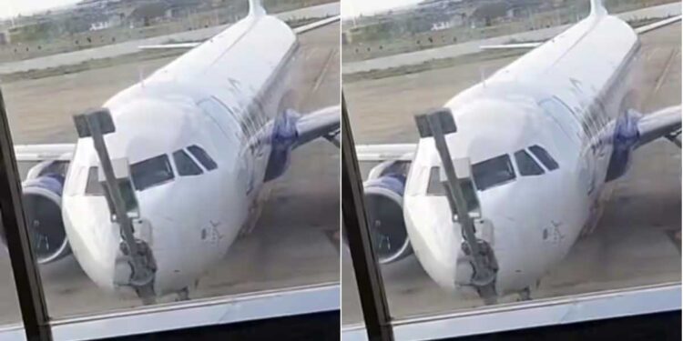 श्रीनगर एयरपोर्ट पर IndiGo Flight की Emergency! ब्रेक फेल होने से पार्किंग में पोल से टकराया विमान